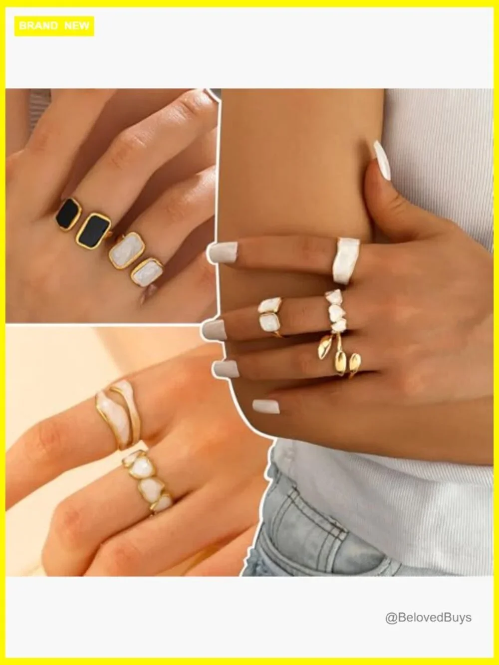 Dainty Stackable Rings Set for Women, 16-Piece, Adjustable Open Design, Trendy